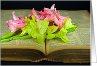 Gladiolus on an Open Bible for Loss of Daughter Sympathy card