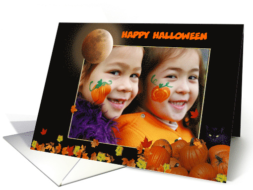 Halloween Photo Card with Full Moon and Pumpkins card (863016)