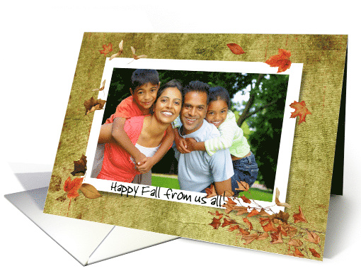 autumn leaves on white frame for fall photo card (864185)