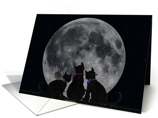 cat, moon, Miss You, silhouette, friendship card (872657)
