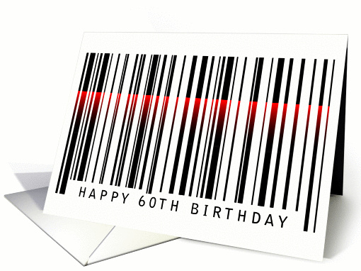 60th birthday bar code with red laser light card (873563)