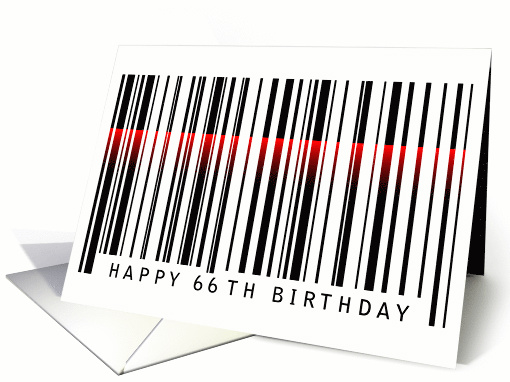 66th birthday bar code with red laser light card (873589)