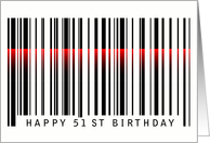 51st birthday bar code with red laser card