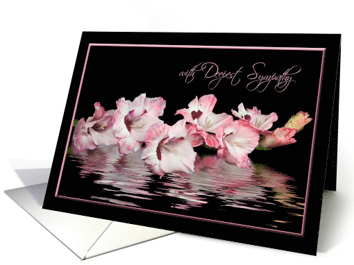 Pink Gladiolus with Water Reflection for Loss of Mother Sympathy card