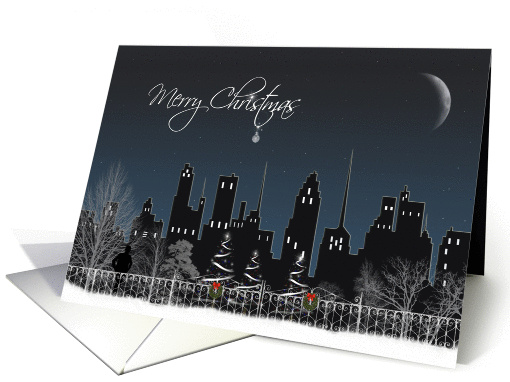 Christmas, city, snow, park, holiday, winter, skyscraper card (878051)