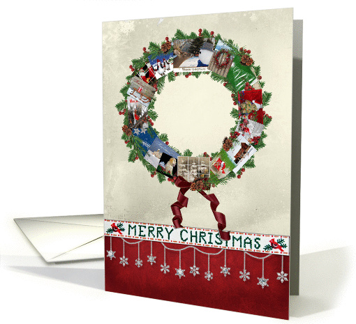 Christmas, wreath, snowflake, holiday card (880528)
