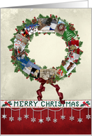 Christmas, wreath, snowflake, holiday card