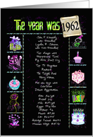 1962 birth year with trivia facts and party elements on black card