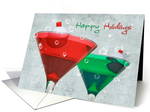 Christmas martini with fishing bobber and bubbles card (884879)