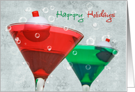 Christmas martini with fishing bobber and bubbles card