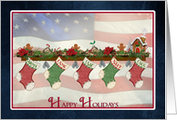 Happy Holidays, friend, military,Christmas, stockings, card