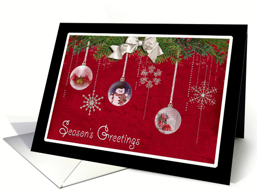 Season's Greetings, Christmas, ornament, snowflake, holiday card