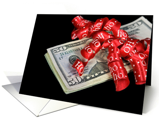 Christmas ribbon on money card (888800)