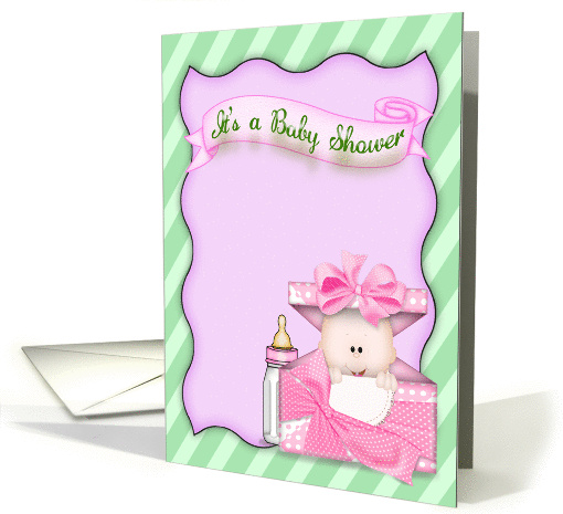 Baby Girl shower invitation-baby girl in pink box with... (888938)