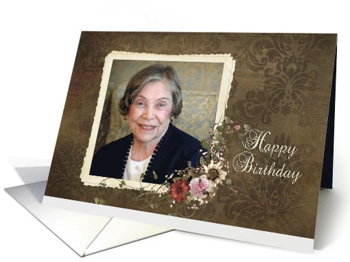 birthday photo card with vintage bouquet card (889187)