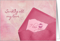 Valentine kiss in envelope for military sweetheart card