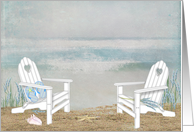 Adirondack Chairs On the Beach With Starfish and Flip-Flops card