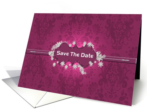 damask, flower, elegant, save the date card (896324)