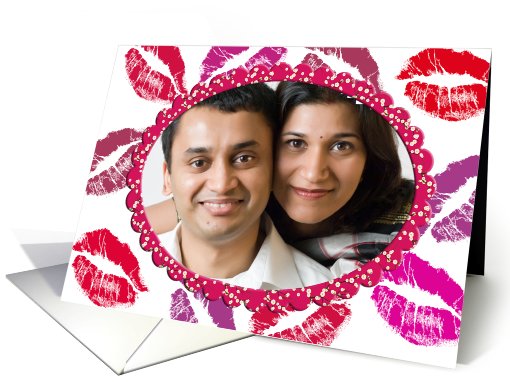 Valentine photo card with lipstick kisses card (897564)
