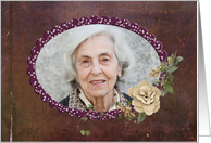birthday for mom photo card with vintage rose bouquet card