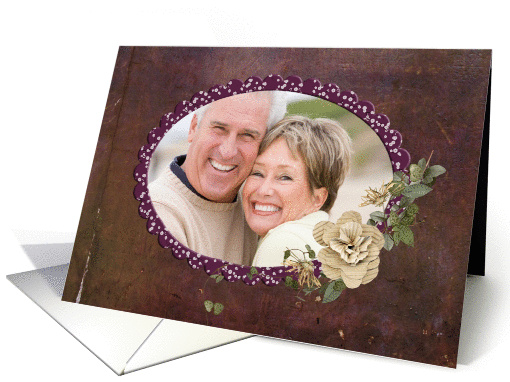 Anniversary photo card with old-fashioned rose bouquet card (897600)
