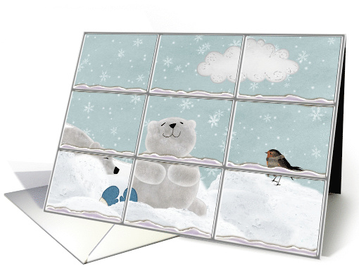 Get Well Soon Polar Bears and Bird in Window card (897954)
