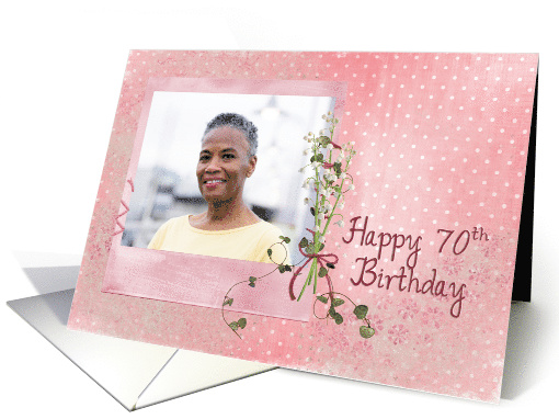 70th Birthday photo card with lily of the valley card (897968)
