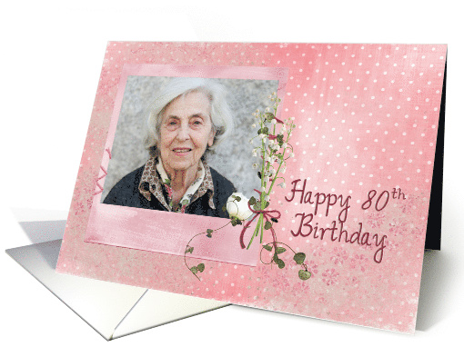 80th Birthday lily of the valley bouquet on photo card (897969)
