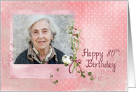 80th Birthday lily of the valley bouquet on photo card