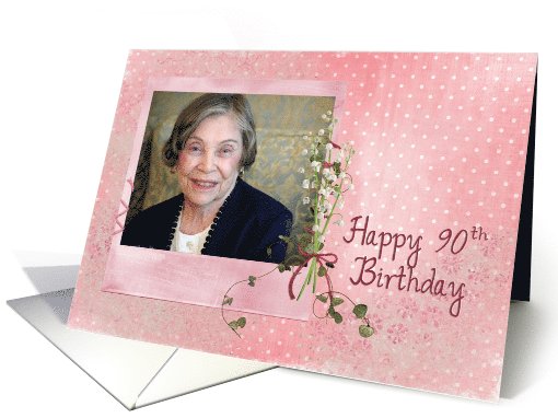 90th birthday photo card with lily of the valley bouquet card (897970)