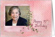 90th birthday photo card with lily of the valley bouquet card