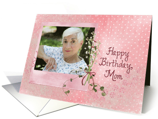 Mom's birthday lily of the valley bouquet photo card with... (898049)