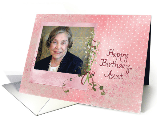 Birthday for Aunt lily of the valley bouquet on photo card frame card