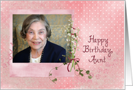 Birthday for Aunt lily of the valley bouquet on photo card frame card