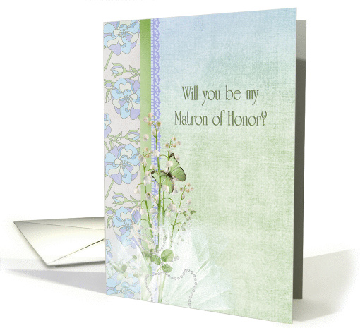 cousin, Matron of Honor, lily of the valley, wedding, butterfly card