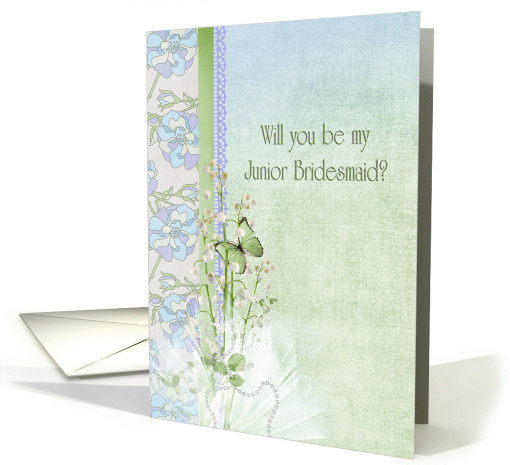 sister, Junior Bridesmaid, lily of the valley, wedding, butterfly card