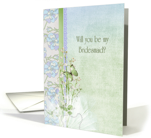 Bridesmaid, lily of the valley, wedding, butterfly card (900160)