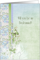 Bridesmaid, lily of the valley, wedding, butterfly card