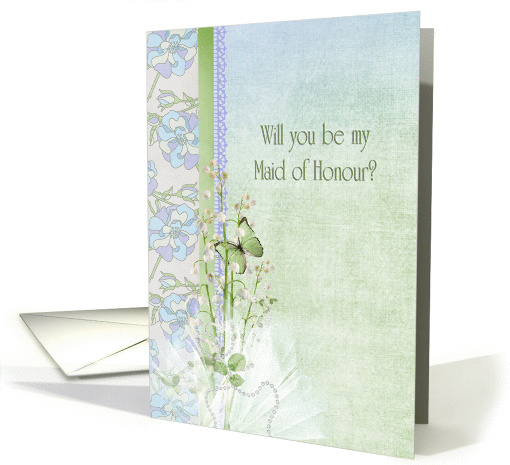 friend, Maid of Honour, lily of the valley, wedding, butterfly card