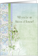 friend, Matron of Honour, lily of the valley, wedding, butterfly card