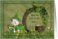 sister, St.Patrick’s Day, Irish, leprechaun, shamrock, pot of gold card