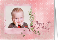 99th birthday lily of the valley bouquet photo card with pin dots card