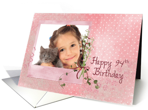 94th birthday photo card with lily of the valley bouquet card (901035)