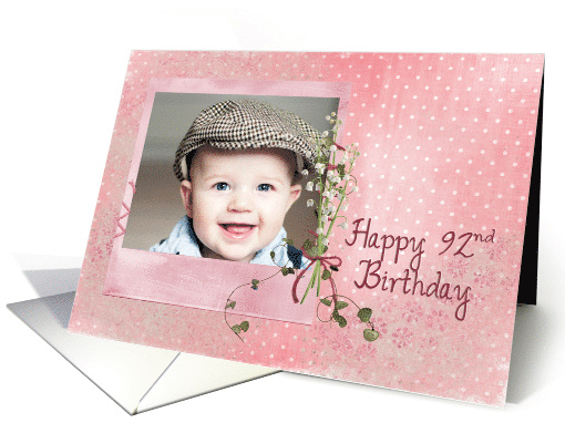 92nd birthday, lily of the valley bouquet photo card frame card