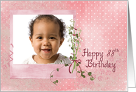 88th birthday, lily of the valley, bouquet, pink, photo card