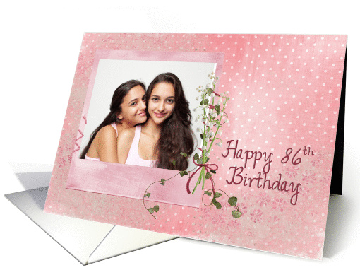 86th Birthday-lily of the valley bouquet on photo card frame card