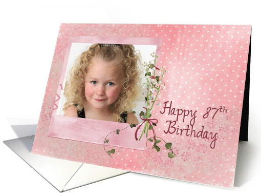 87th birthday, lily of the valley, bouquet, pink, photo card (901061)