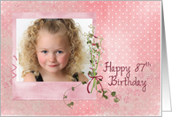 87th birthday, lily of the valley, bouquet, pink, photo card