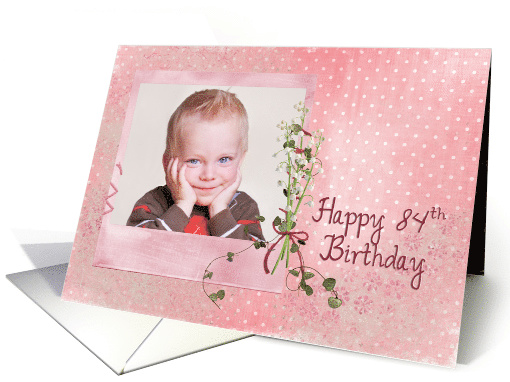 84th birthday, lily of the valley, bouquet, pink, photo card (901063)