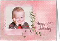 84th birthday, lily of the valley, bouquet, pink, photo card